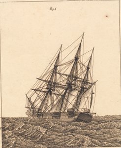 Korveta v bouři. Ilustrace pro "Lineární perspektiva", Deska X od Christoffer Wilhelm Eckersberg