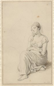 Žena opřená o kamenný blok a spící. od Christoffer Wilhelm Eckersberg