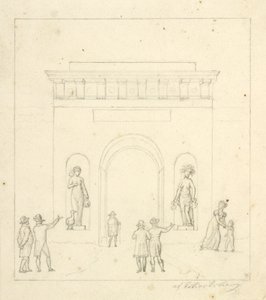 Vítězný oblouk v popředí, zástupné postavy od Christoffer Wilhelm Eckersberg
