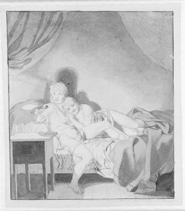 Přítulný pár v posteli od Christoffer Wilhelm Eckersberg