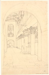 Et parts i kirken S. Lorenzo fuori le Mura, Rom od Christoffer Wilhelm Eckersberg