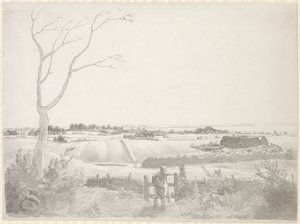 Krajina s rolnicí u kamene od Christoffer Wilhelm Eckersberg