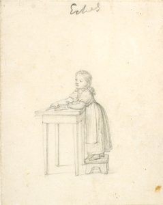 Malá holčička stojící na stoličce u stolu od Christoffer Wilhelm Eckersberg