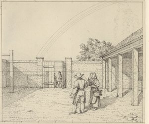 Lineární perspektiva aplikovaná na umění malby - Návrh pro nepoužitý Verze desky V,2 - Duha nad nádvořím. od Christoffer Wilhelm Eckersberg