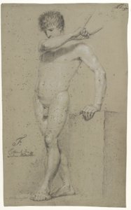 Muž stojící model, profil vlevo od Christoffer Wilhelm Eckersberg