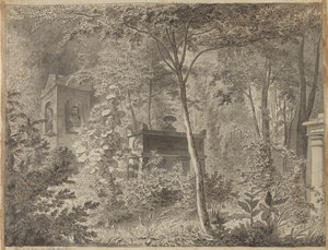 Molierův hrob v Jardin Elysée des Petits Augustins, Paříž 10. června (1811) od Christoffer Wilhelm Eckersberg