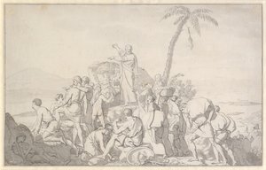 Mojžíš rozděluje vody a faraonova armáda je pohlcena od Christoffer Wilhelm Eckersberg