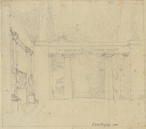 Část zahrady Villa Borghese s Porta Ægiziana, Řím. od Christoffer Wilhelm Eckersberg