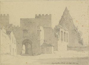Vyhlídka Porta S. Paolo a Piramide di Caio Cestio při pohledu z městské strany, Řím. od Christoffer Wilhelm Eckersberg