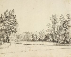Sanderumgaard při pohledu ze zahrady od Christoffer Wilhelm Eckersberg