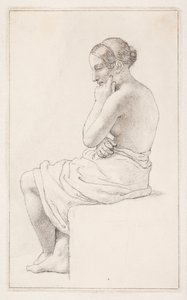 Studie sedící polonahé ženy od Christoffer Wilhelm Eckersberg