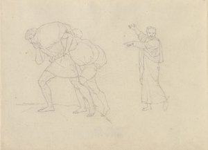 Studie dvou mužů obtěžkaných břemeny jdoucích do hory od Christoffer Wilhelm Eckersberg
