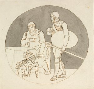 Dva válečníci, jeden stojící, druhý sedící od Christoffer Wilhelm Eckersberg
