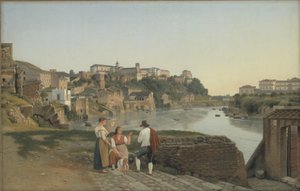 Pohled na Tiberu směrem k kopci Aventin v Římě od Christoffer Wilhelm Eckersberg