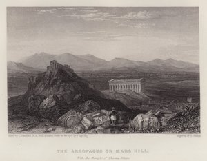 Areopagus nebo Mars Hill s chrámem Thésea v Aténách (barevné lito)