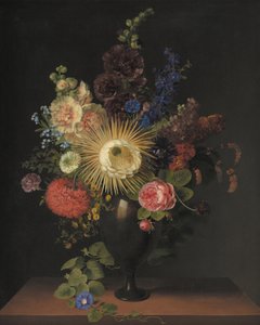 Porfyrická váza s kaktusem Grandiflora a dalšími květinami od C. D. Fritzsche od C. D. Fritzsch