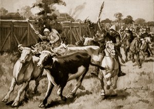 Po bitvě u Ethandunu (Edington), 878, ilustrace z „Hutchinsonova příběhu britského národa“, kolem roku 1920 (litho)