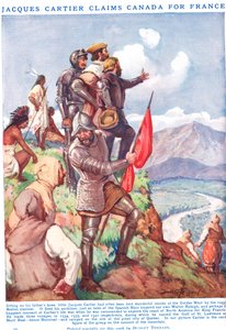 Jacques Cartier prohlašuje Kanadu za Francii, ilustrace z „Newne