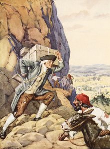 James Bruce pomáhá svému němému následovníkovi (litho) od C. Dudley Tennant