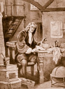 Sir Isaac Newton ve svém malém pokoji