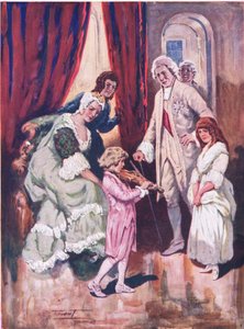 Získání srdcí svého královského publika: Mozartovo první vystoupení na rakouském dvoře (barevné lito) od C. Dudley Tennant