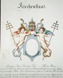 Arms of the Church State of Vatikán, ze sbírky akvarelů publikovaných v Německu, cca 1830-33 (barevné lito) od C. Hildebrandt