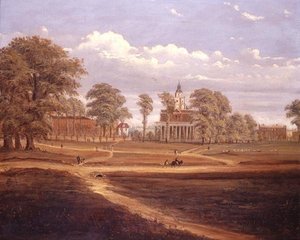 Pohled přes Clapham Common směrem k North Side a The Pavement od C. Norris