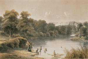 Řeka Jordán. Lept od Schachera - Steinkopk J.F. Editore od C. Schacher