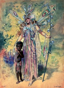 Titania, kostýmní návrh pro Sen noci svatojánské, produkce R. Courtneidge v Princes Theatre, Manchester