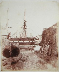 Scéna řeky a nábřeží kolem roku 1846 (fotogravura)