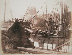 Sailing Vessels in Harbour, c.1845 (tisk na slaném papíře z negativu kalotypie)