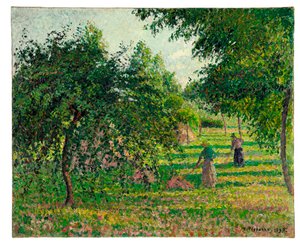 Jabloně a výrobci sena v Eragny, 1895 od Camille Jacob Pissarro