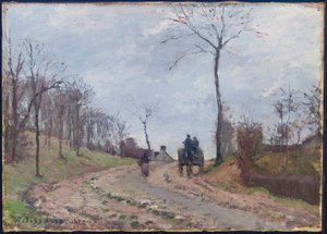Přeprava na venkovské cestě, zima, předměstí Louveciennes, 1872 od Camille Jacob Pissarro