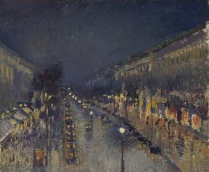 Boulevard Montmartre v noci. 1897 od Camille Jacob Pissarro