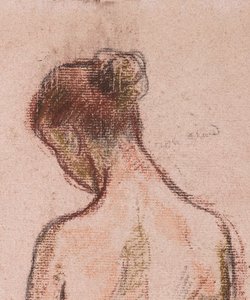Celovečerní stojící akt ženy zezadu od Camille Jacob Pissarro