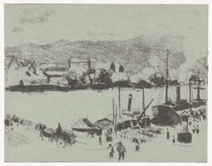 Pohled na nábřeží Seiny v Rouenu Quai Boieldieu, Rouen od Camille Jacob Pissarro