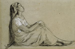 Mladá černoška Sedící, 1855-57 od Camille Jacob Pissarro