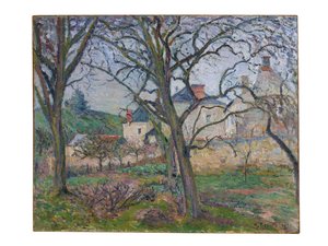 Zahrada Maubuisson, při pohledu na pobřeží Saint-Denis, Pontoise, 1876 od Camille Jacob Pissarro