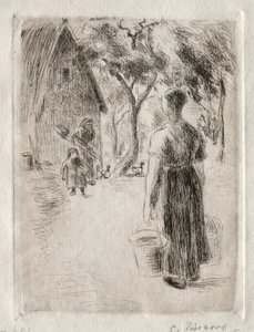 Selka nesoucí vědra, 1889. od Camille Jacob Pissarro