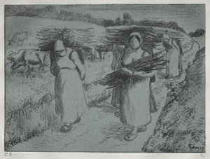 Rolníci nesoucí fagoty, c. 1896. od Camille Jacob Pissarro