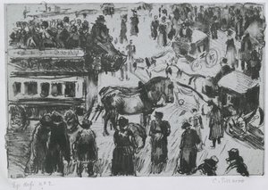 Place du Havre, v Paříži, c. 1897 (litografie na zinku) od Camille Jacob Pissarro