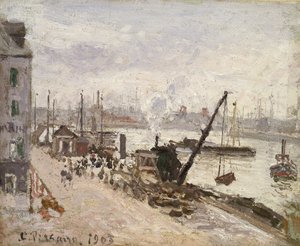 Quayside v Le Havre, 1903 (olej na batistu) od Camille Jacob Pissarro