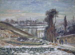 Zasněžená krajina poblíž l"Hermitage, 1875 od Camille Jacob Pissarro