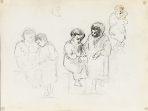 Studie dvou dětí, které čtou od Camille Jacob Pissarro