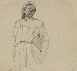 Studie černocha (uhlí na papíře) od Camille Jacob Pissarro