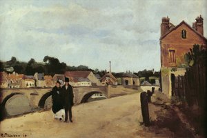 Chemin de lEcluse a most Pontoise, 1867 (olej na plátně připevněném na panelu) od Camille Jacob Pissarro