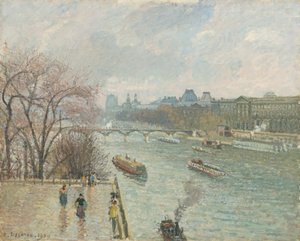 Louvre, odpoledne, deštivé počasí, 1900 od Camille Jacob Pissarro