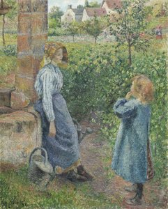 Žena a dítě u studny, 1882 od Camille Jacob Pissarro