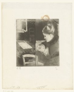 Kojící žena Enfant têtant sa mère od Camille Jacob Pissarro