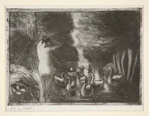 Koupající se s husami (koupající se s husami) od Camille Pissarro